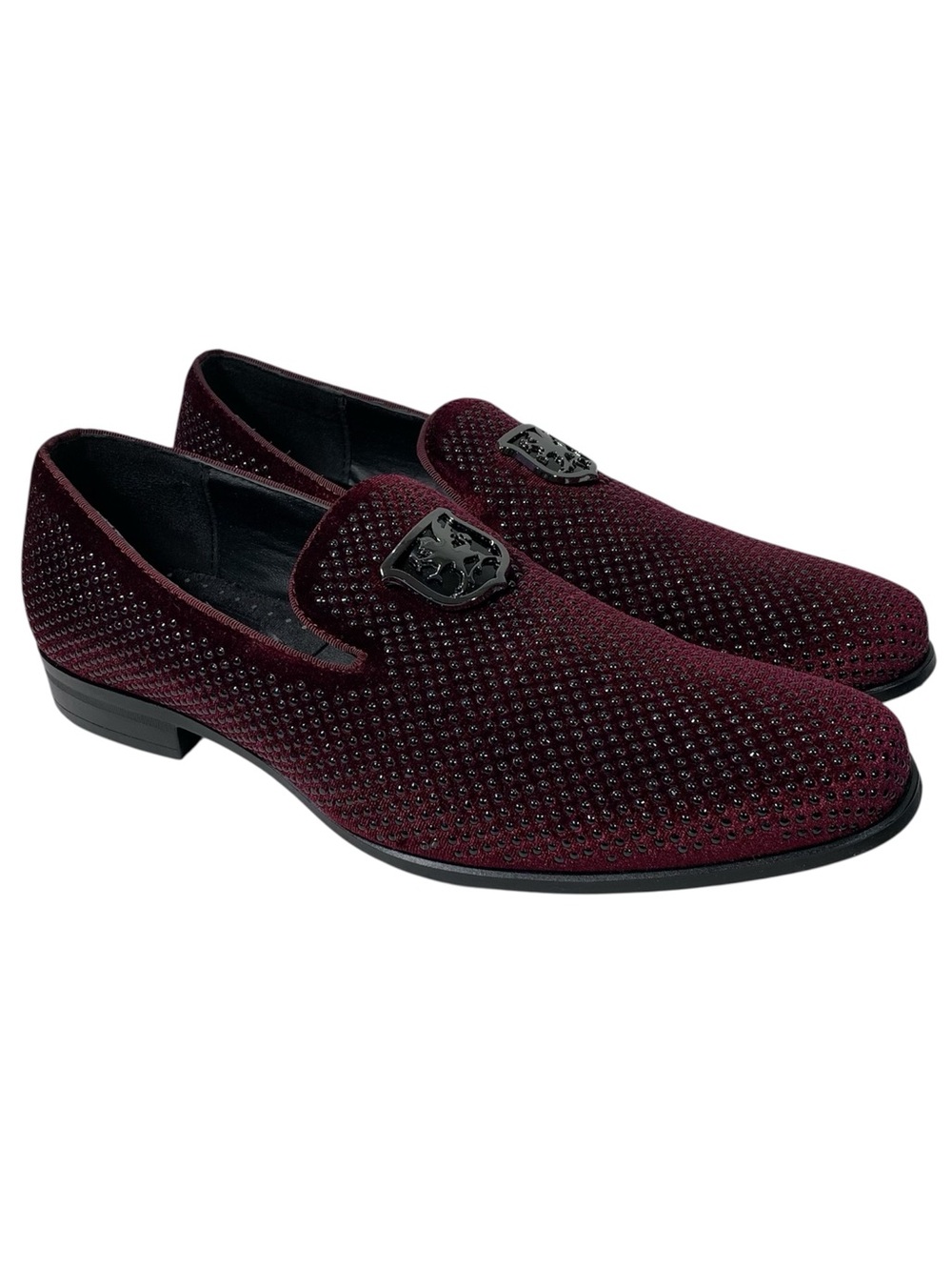 Stacy Adams Swagger Studded Slip-On Dress Loafers Size 10.5 Burgundy MetalCrest